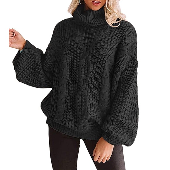 Long Sleeve Turtleneck Sweater Chunky - Picture 1 of 5
